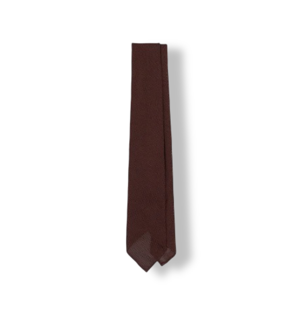 Men's Fine Woven Grenadine Silk Hand Rolled Tie (Burgundy)