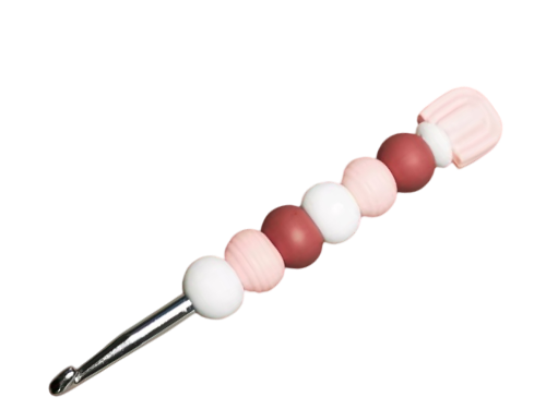 Metal Crochet Hook With Silicone Beads - 6mm