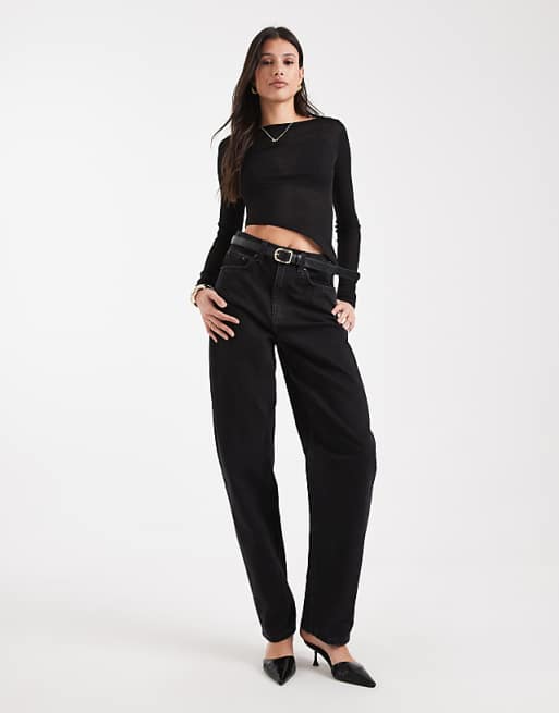 Women's: ASOS DESIGN Tall Slim Barrel Leg Jeans (Washed Black)