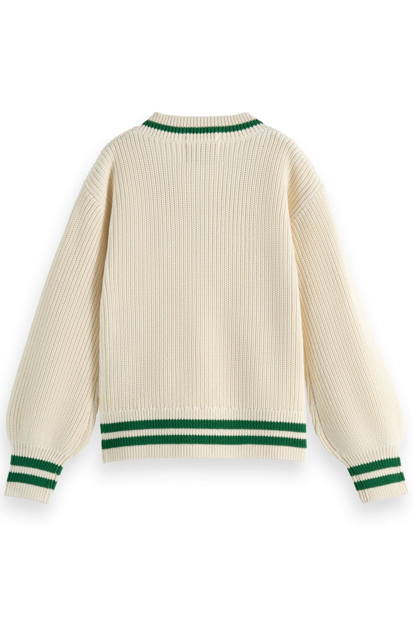 Girl's V-Neck Pullover with Chest Embroidery (Calico)
