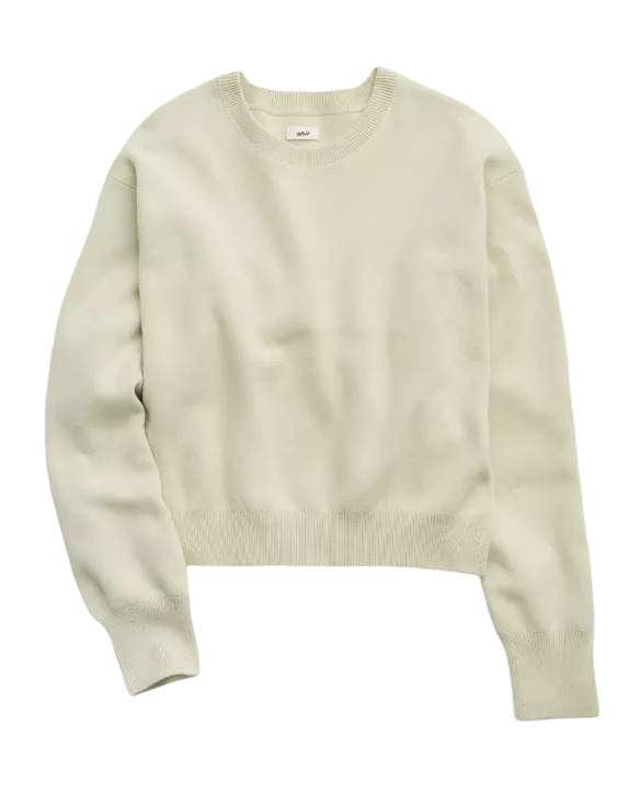 Aerie Cropped Crew Sweater (Green Sheen)