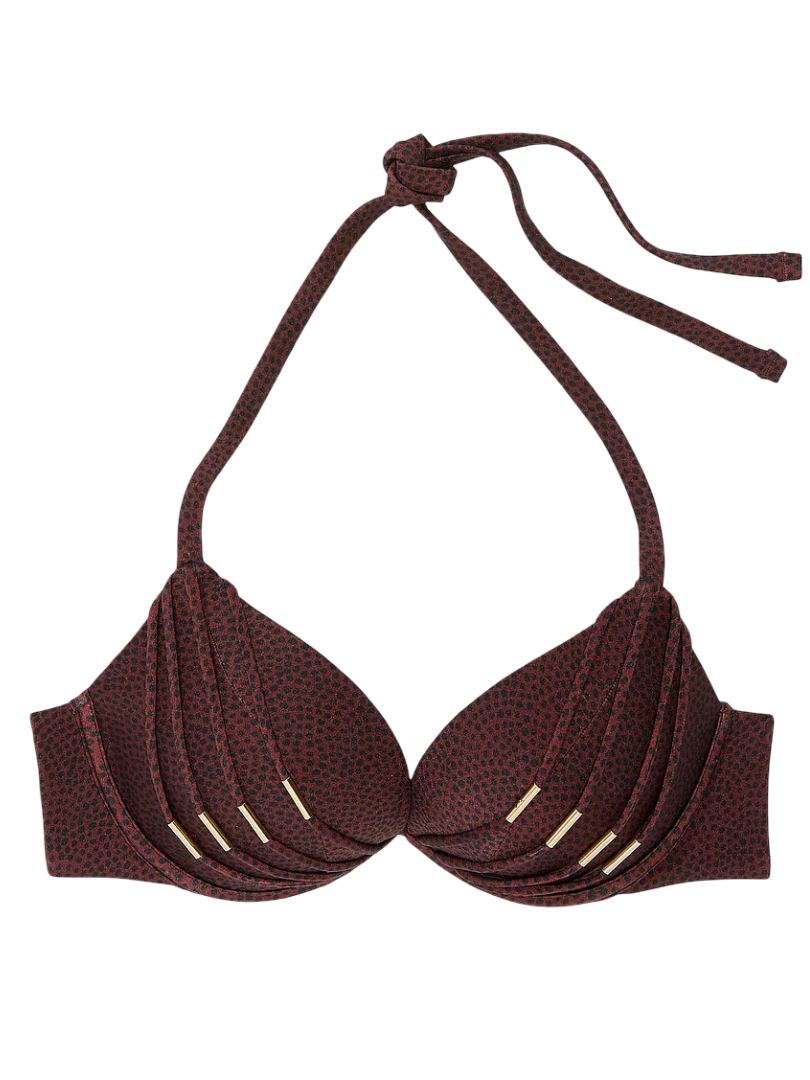VS Archives Banded Push-Up Bikini Top (Burgundy Dots)