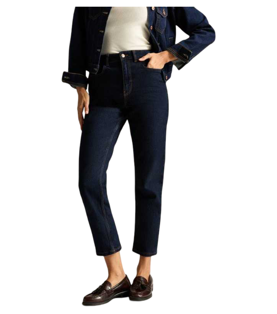 Hannah Ankle Grazer Straight Leg Jeans (Navy)