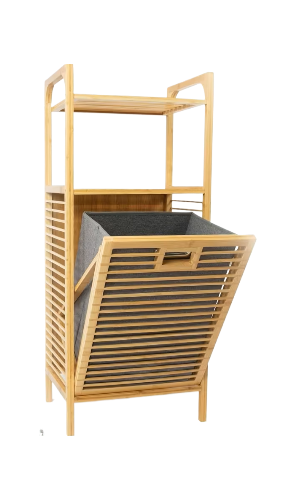 Bamboo Shelf Laundry Basket