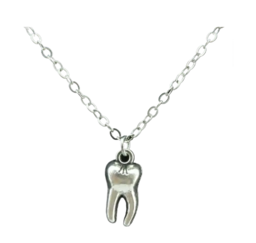 Silver Necklace with Human Teeth Pendant