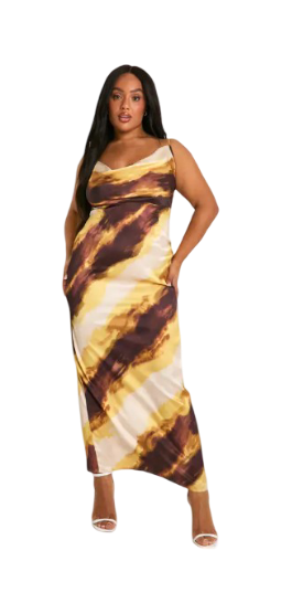 Boohoo: Plus Marble Printed Maxi Slip Dress