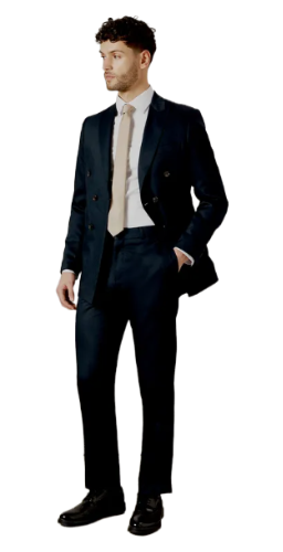 Burton: Herringbone Tailored Fit Suit Trousers (Navy)