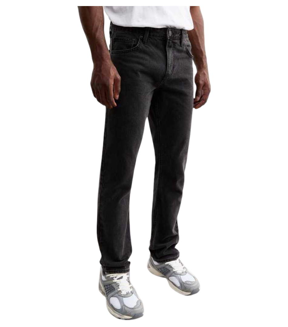 Regular Washed Straight Leg Jeans (Black)