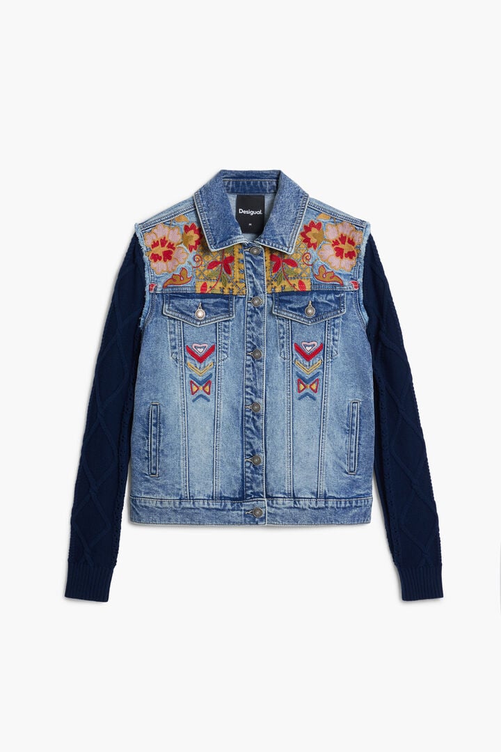 Women's Combined Trucker Jacket With Embroidery