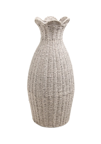 Grey Scallop Edge Woven Vase