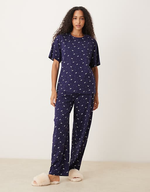 Women's: ASOS DESIGN Mix & Match Cotton Pyjama Trouser (Navy)
