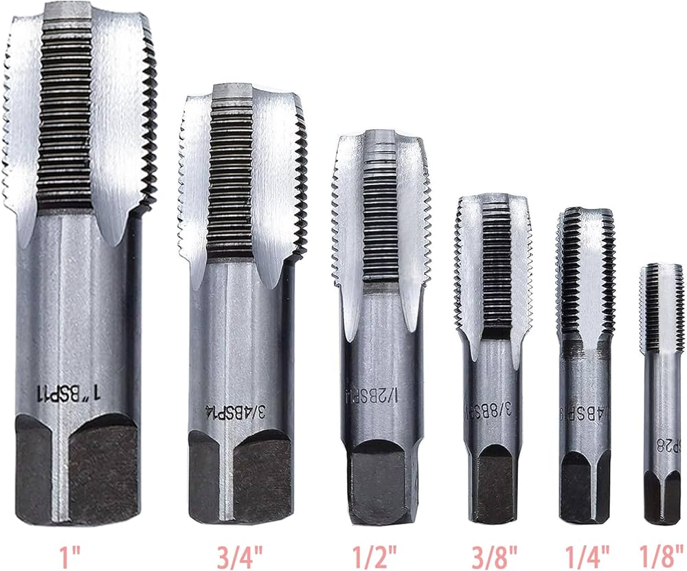 6-Piece BSP Pipe Carbon Steel Hand Threading Plumbing Tap Set
