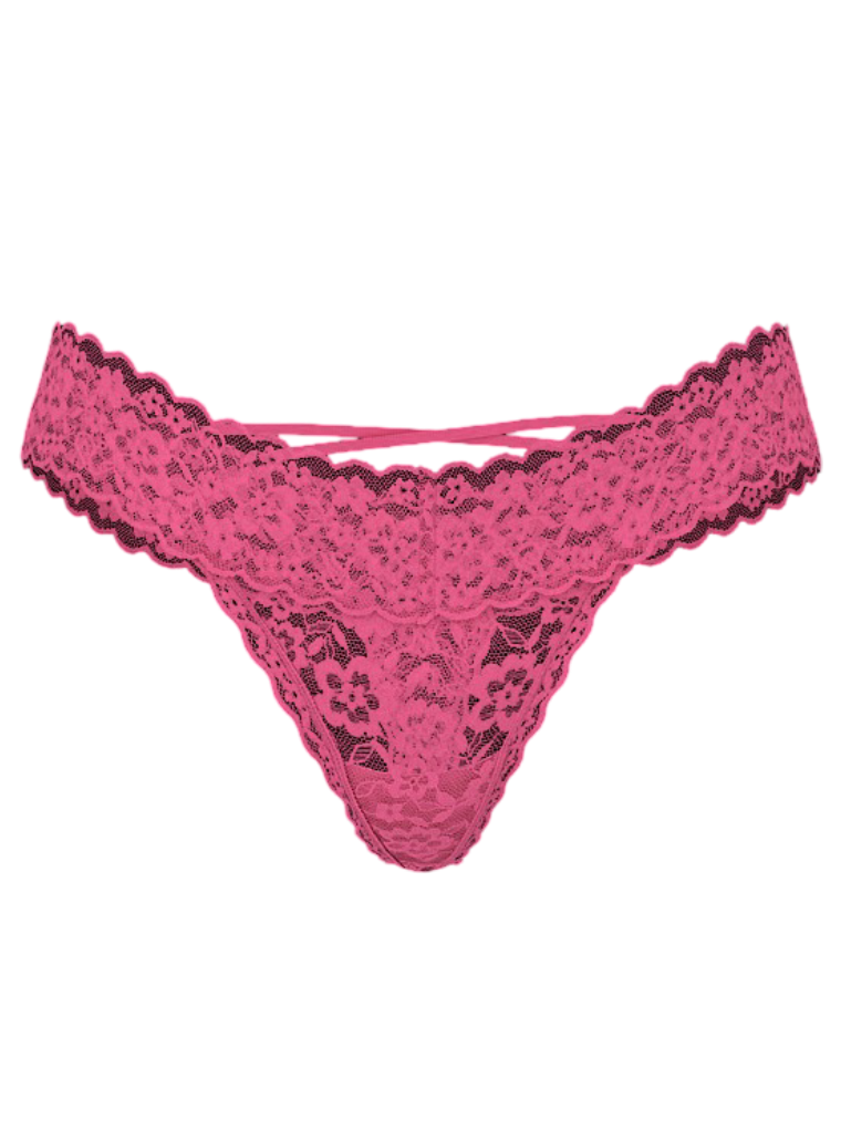 Lace Strappy Back Thong Panty (Rose Garden)