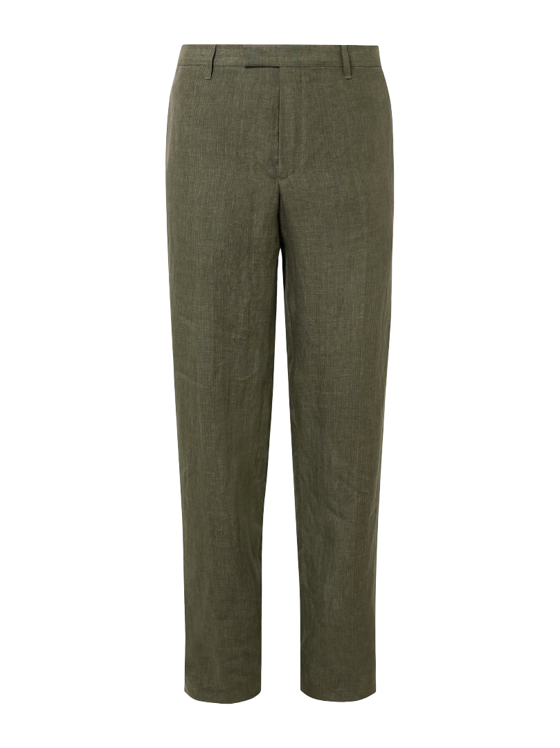 Mr Porter: Straight-Leg Puppytooth Linen Suit Trousers (Green)