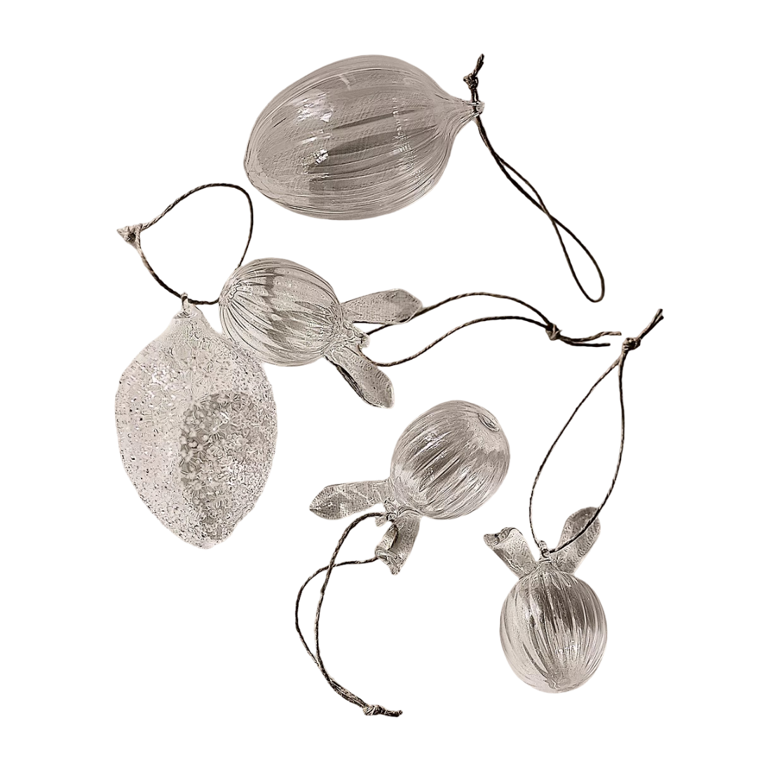 Ribbed Glass Egg Bunny Decorations (Set of 4)