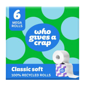 Who Gives A Crap: Classic Soft Toilet Tissue 6 Mega Rolls 6x270 Sheet