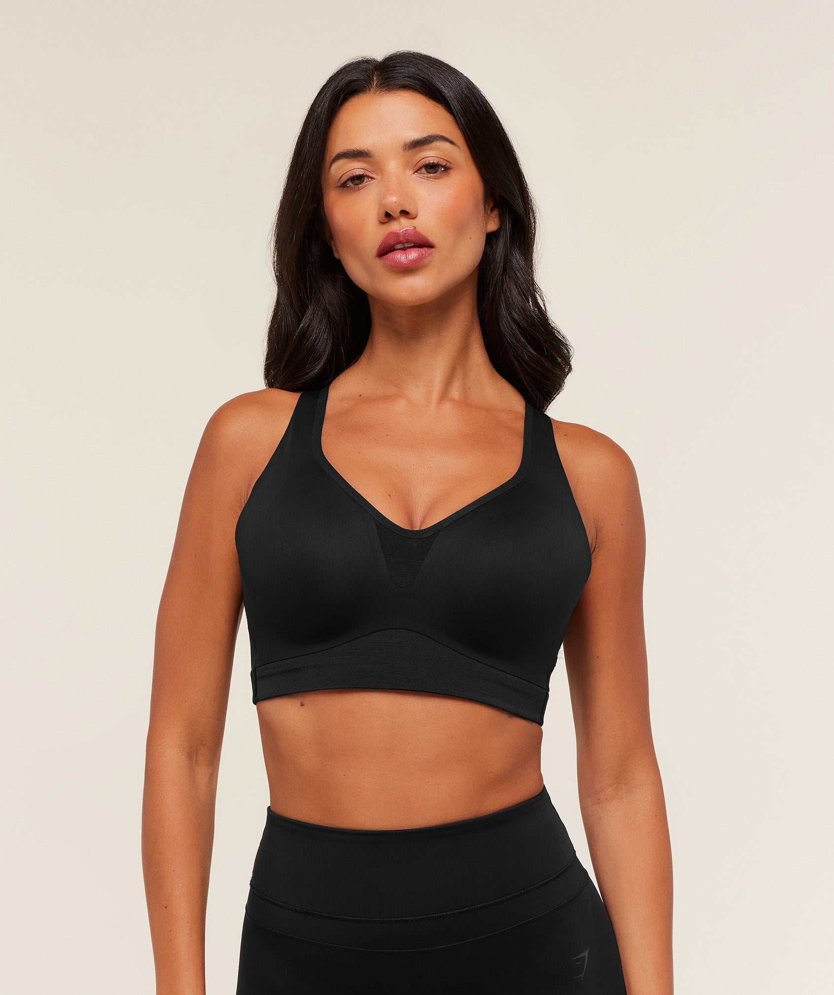 Women's Gymshark High Support V-Neck Sports Bra (Black)