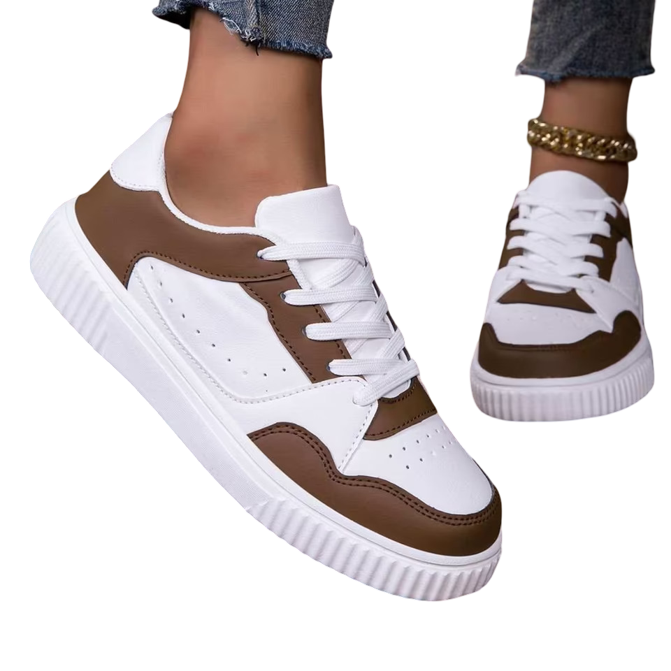 Women’s Pair of Sneakers (White/Brown)