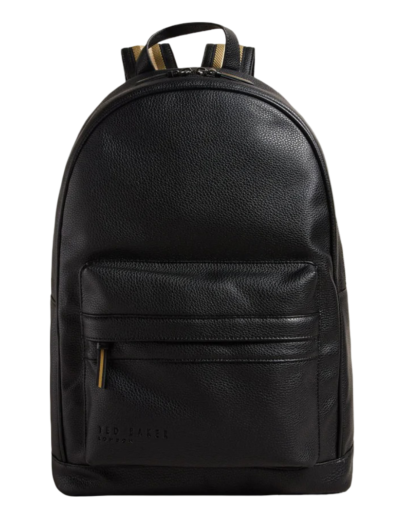 Kaileb Faux Leather Backpack With Webbing Straps