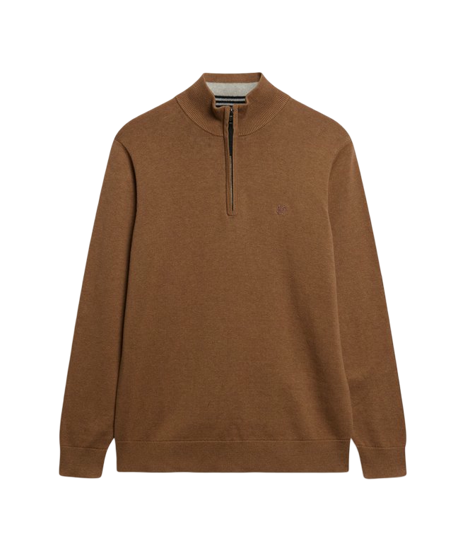 Essentials Cotton Half Zip Jumper (Carbon Brown Marl)