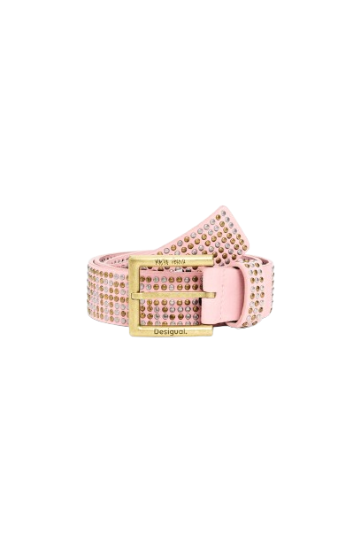 Desigual: Women's Studded Leather Belt (Pink)