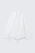 Women's Long-Sleeved Open Back Tie Shirt