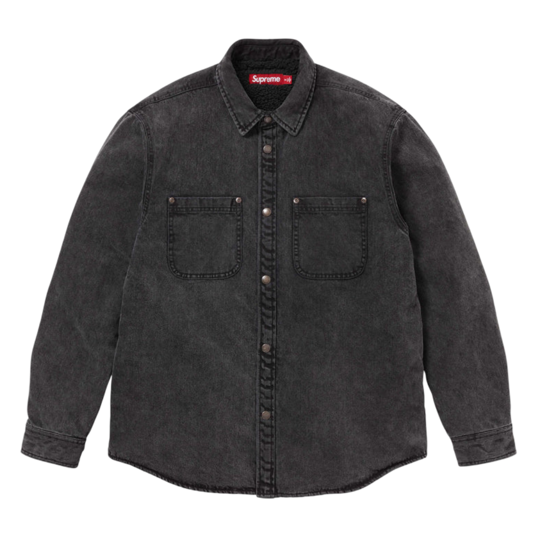 Shearling Lined Denim Work Shirt (Black)