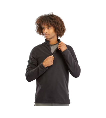 Quechua: Men’s Mountain Hiking Fleece Jacket Half Zip - Black