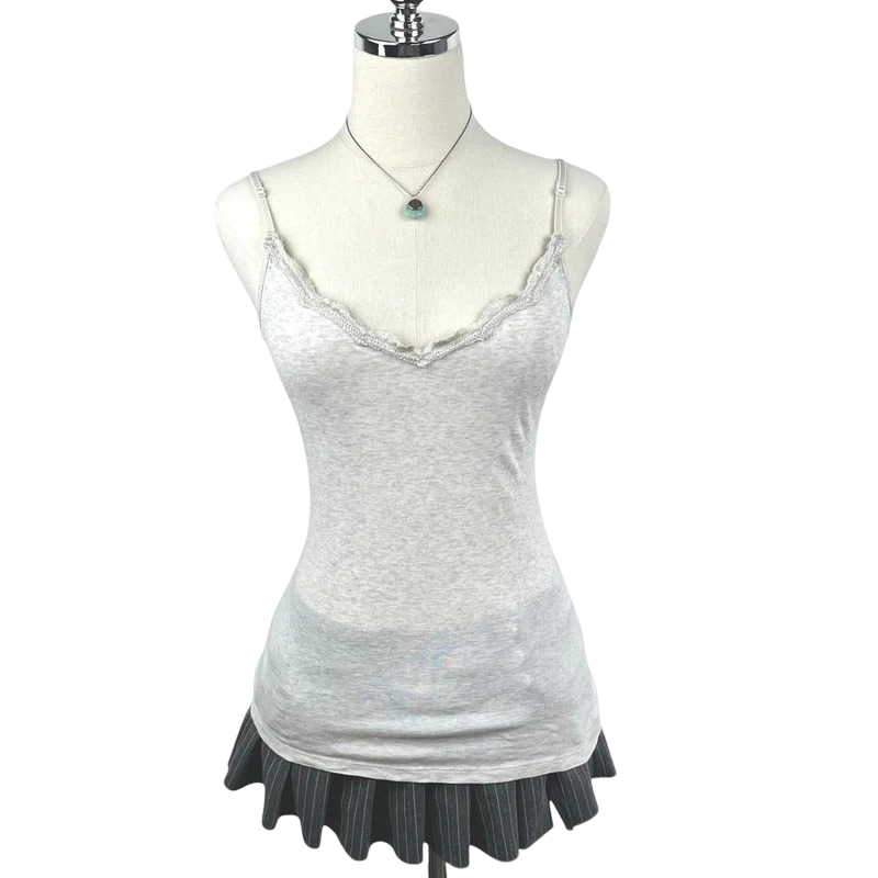 Ann Taylor: Women’s Minimal Basic Lace Trim Cami (White)