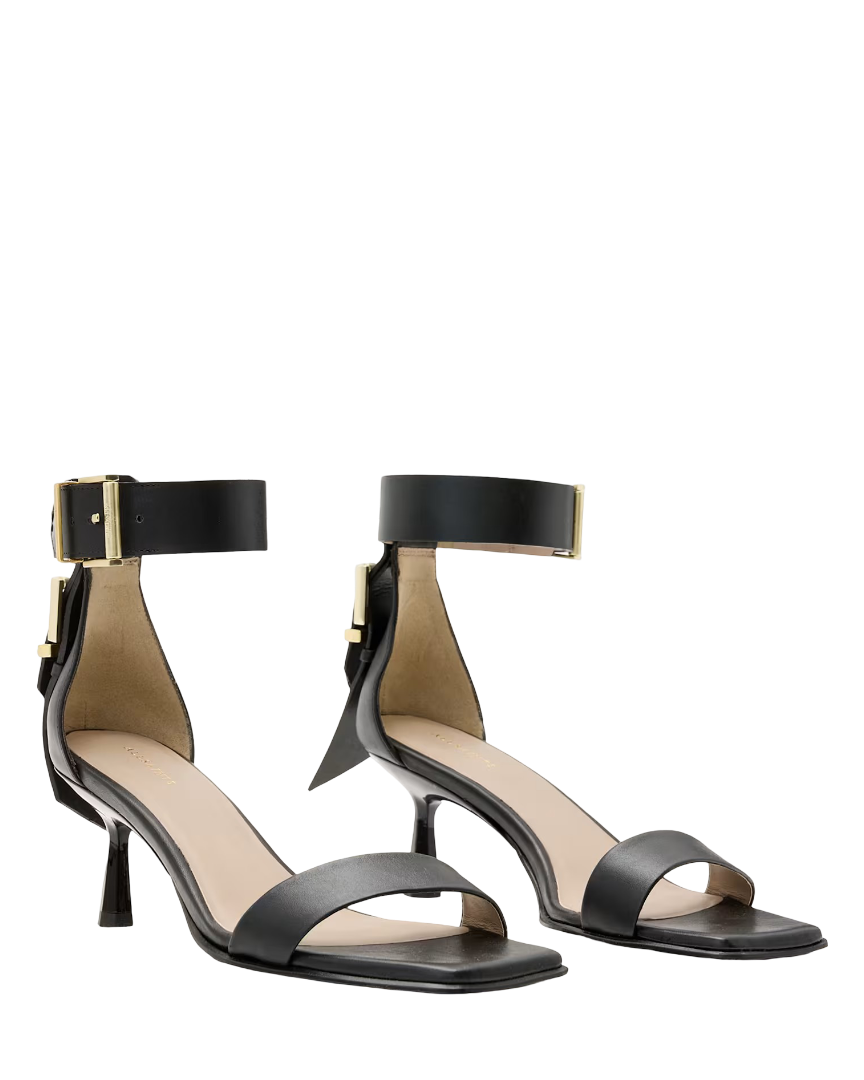 Noir: Leather Heeled Sandals