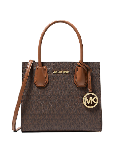 Mercer Medium Logo and Leather Accordion Crossbody Bag (Brown)