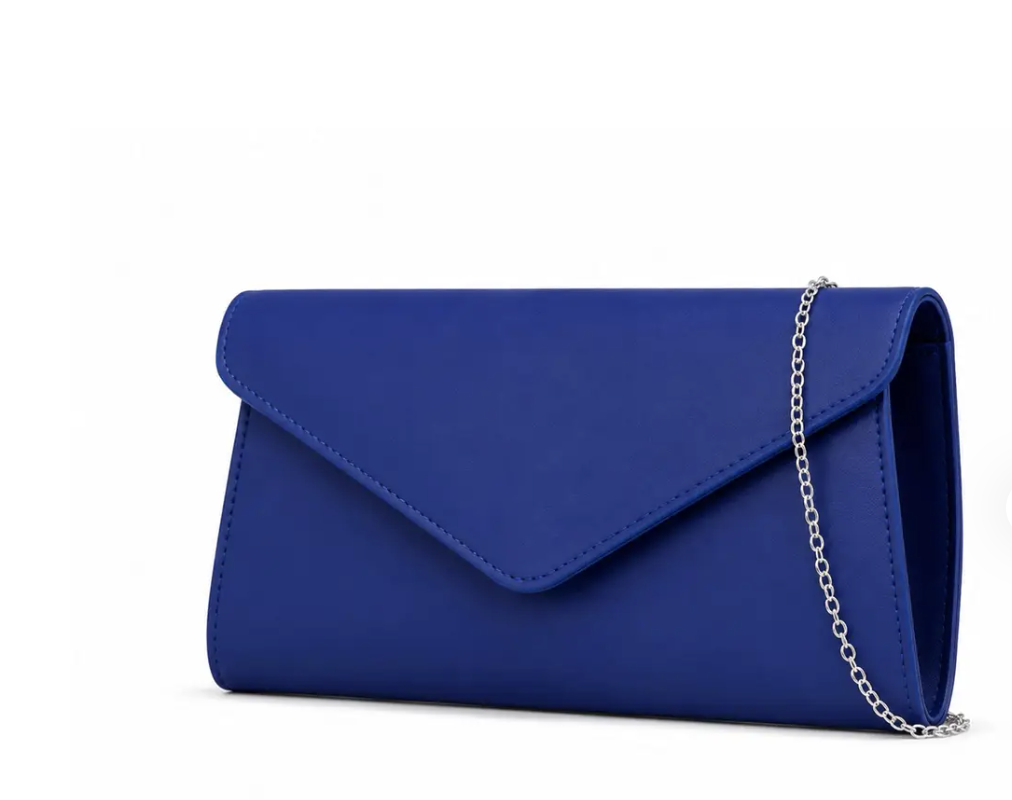 V Shape Envelope Chain Clutch Evening Bag (Royal)