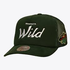 Men's Minnesota Wild Mitchell & Ness Head Coach Trucker Hat (Green)