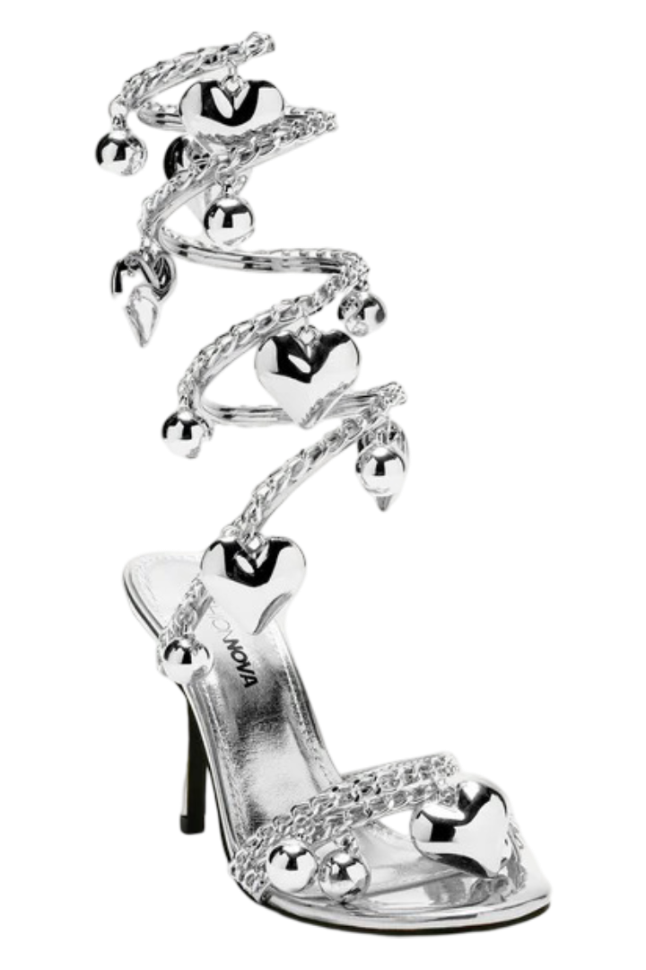 Lost Love Wrap Up Heels (Silver)