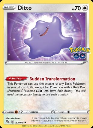 Pokémon TCG: Ditto #053 (Pokémon GO, Italian, Near Mint, Reverse Holo)
