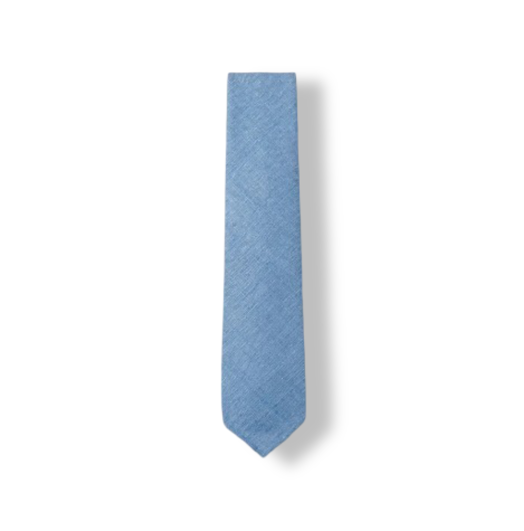 Men's Hand Rolled Silk Tie (Blue Tussah)