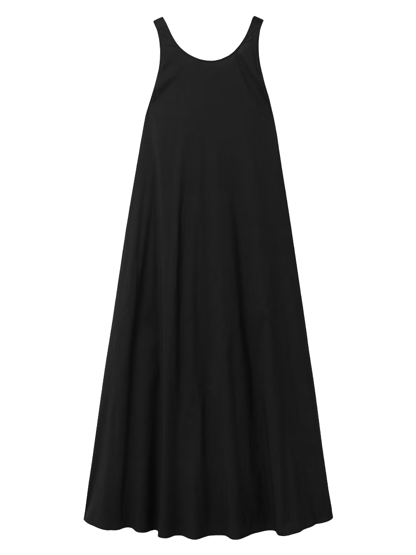 Max Mara: Romea Open Back Cotton Blend Poplin Maxi Dress (Black)