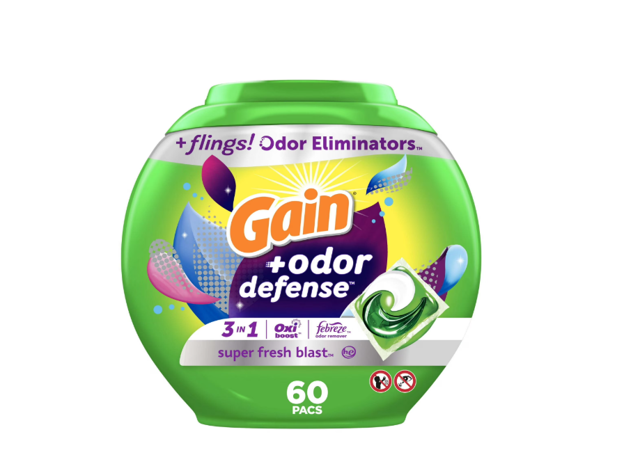 Gain Flings Odor-Defense Laundry Detergent Pacs (Super-Fresh-Blast, 60-Count)