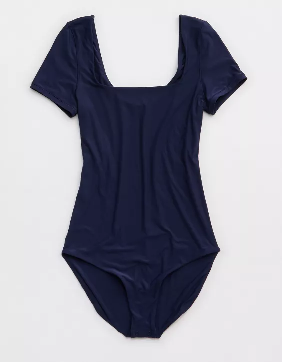 Smoothez Short Sleeve Square Neck Body Suit (Navy)