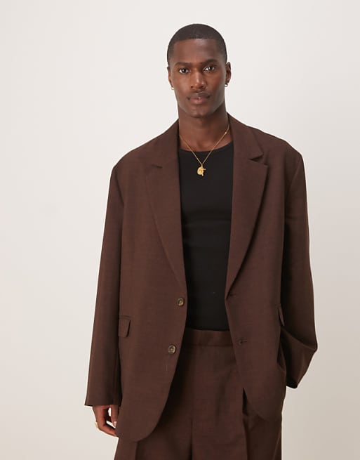 ASOS DESIGN: Men's Slouchy Double Jacket (Brown)
