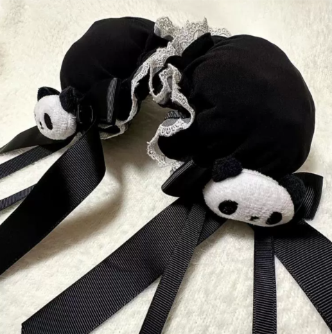 Jirai Kei: Chinese style Hair Clip With Panda (Black/White)