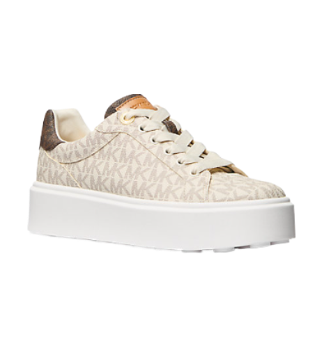 Romey Two-Tone Logo Platform Sneaker (Vanilla)