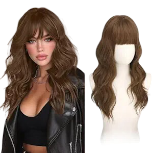 Haloo: Golden Brown Hair Wig with Bangs