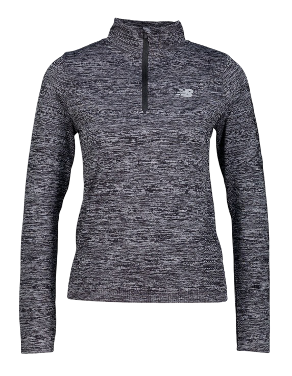 New Balance: Women's Zip Neck Space Dye Top (Black & Grey)