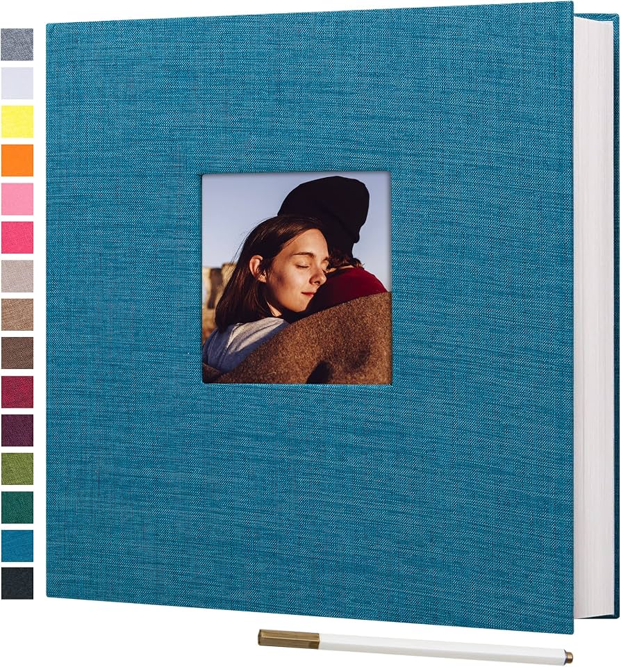Potricher: Self Adhesive Photo Album, 40 Pages, Linen Cover (Blue)