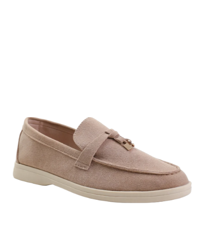 Where's That From: Khaki Suede Pegasus Wide-Fit Slip On Loafers