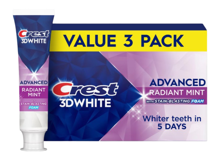 Crest 3D White Advanced Teeth Whitening Toothpaste (Pack of 3)