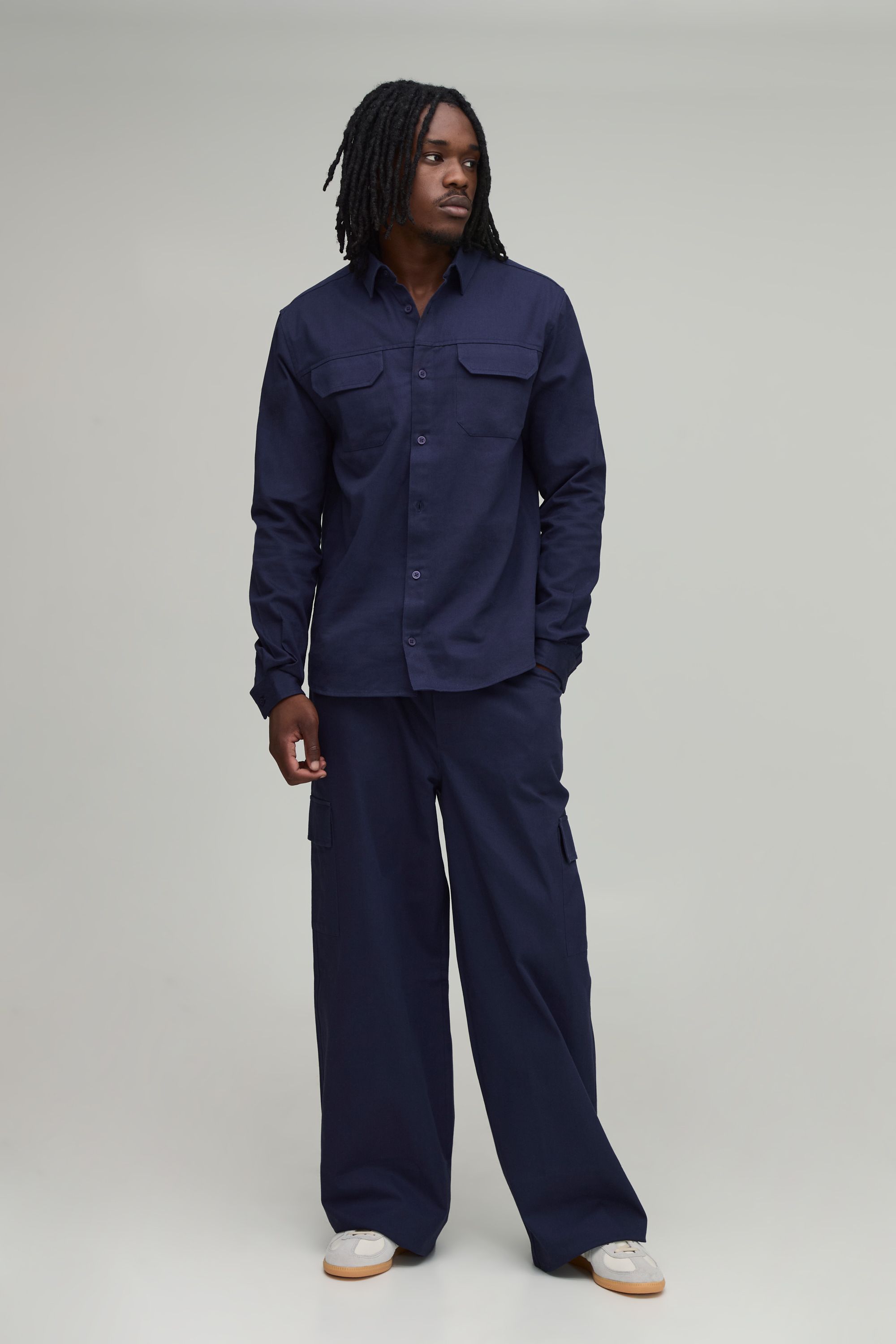 Men's Tall Regular Shirt & Straight Fit Cargo Trouser Set