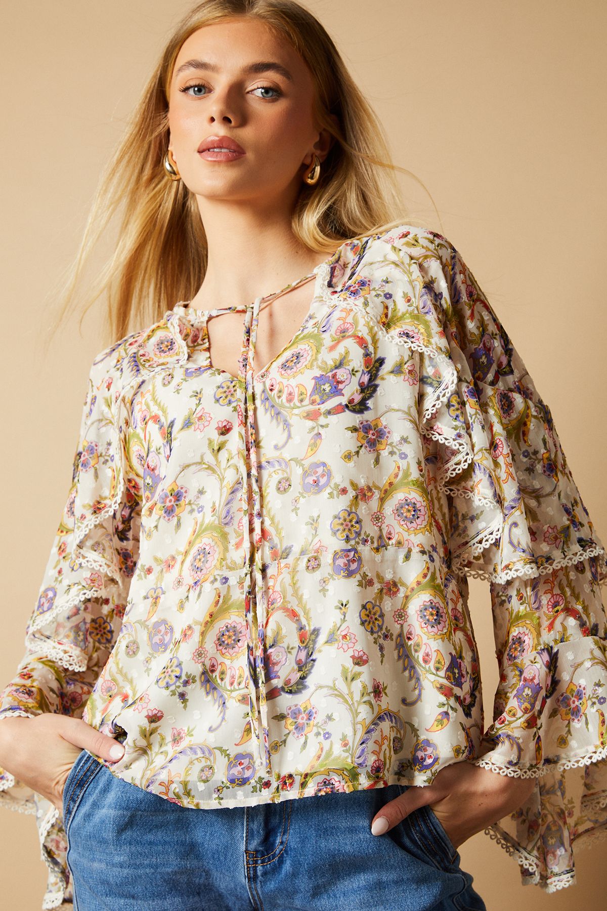 Women's Boho Ruffle Peplum Blouse