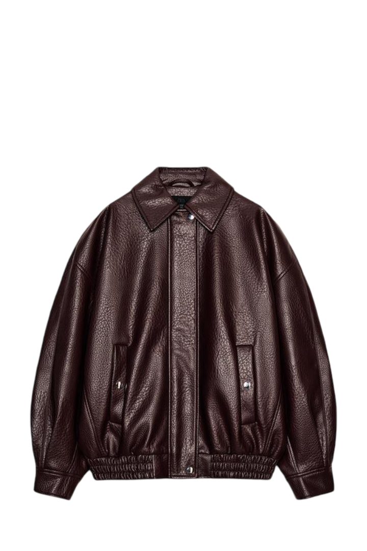 Leather-Effect Bomber Jacket